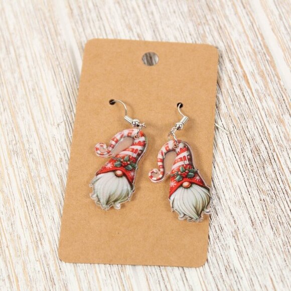 Fashion Jewelry Jewelry - Christmas Gnome Earrings - Acrylic - Double Sided